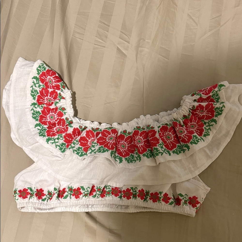White Floral Embroidered Top